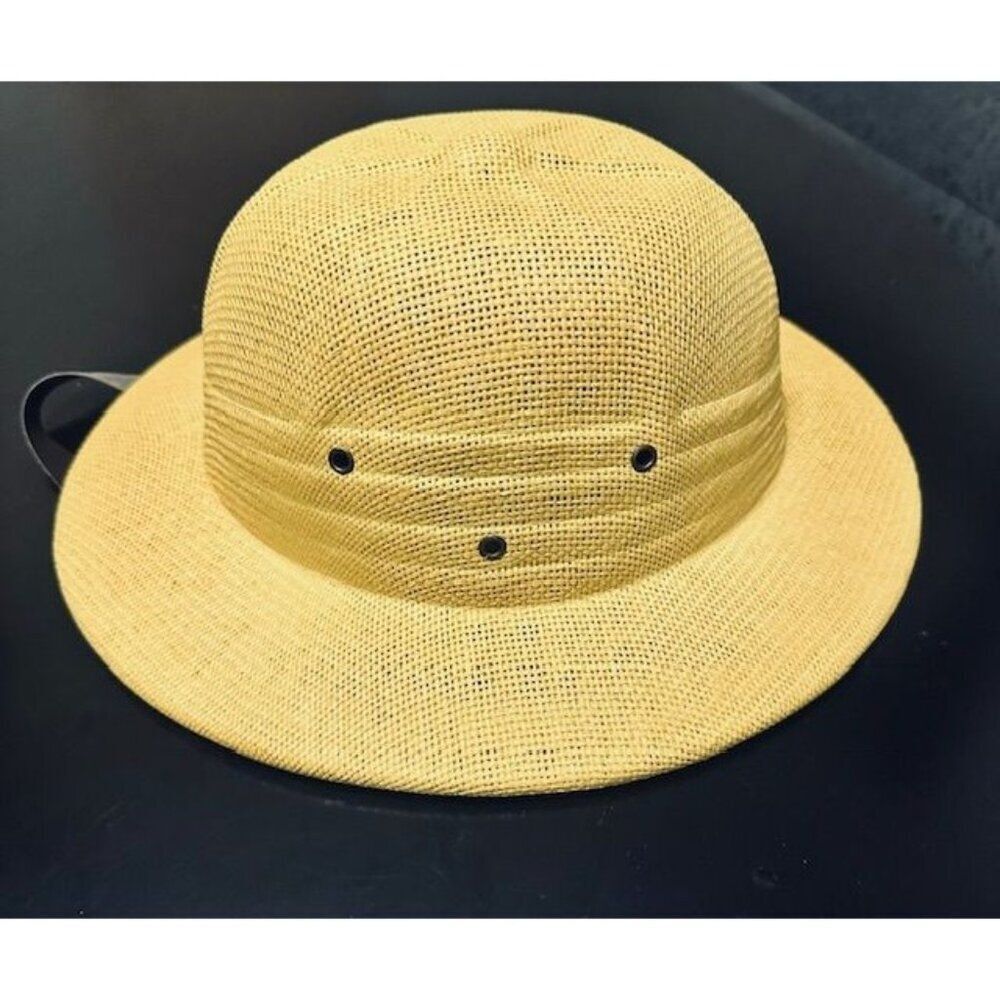Vintage Yellowish Safari Explorer Hard Hat, Ventilation & Adjustable Chin Strap